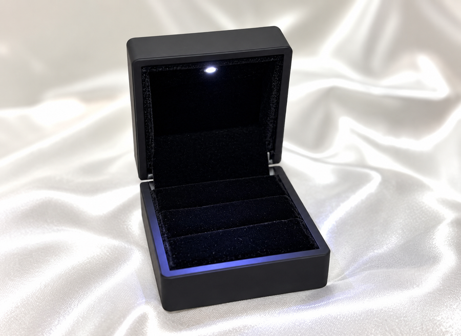 LED Ring Box | Black Velvet Proposal Case