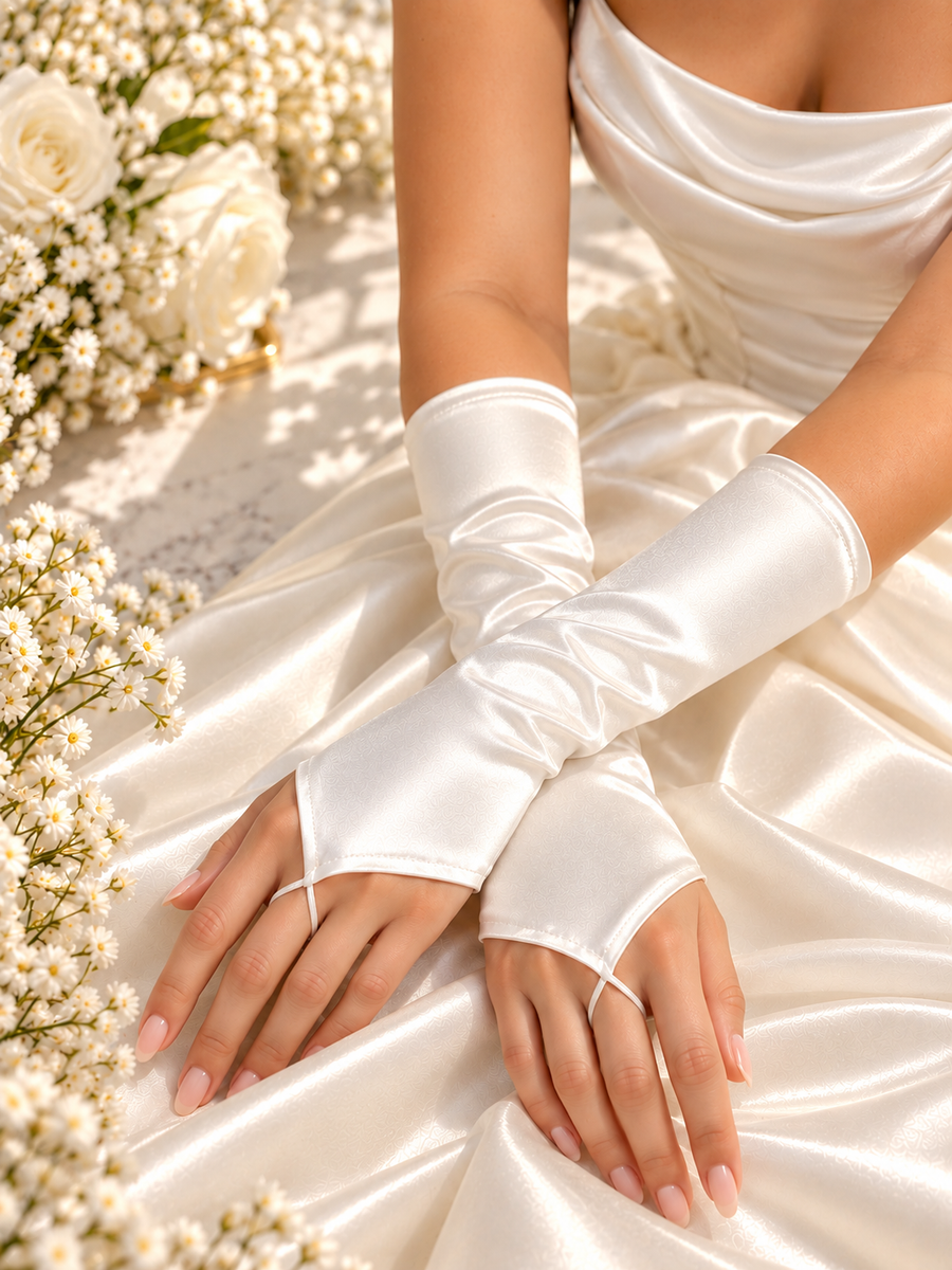 Elegant White Bridal Gloves