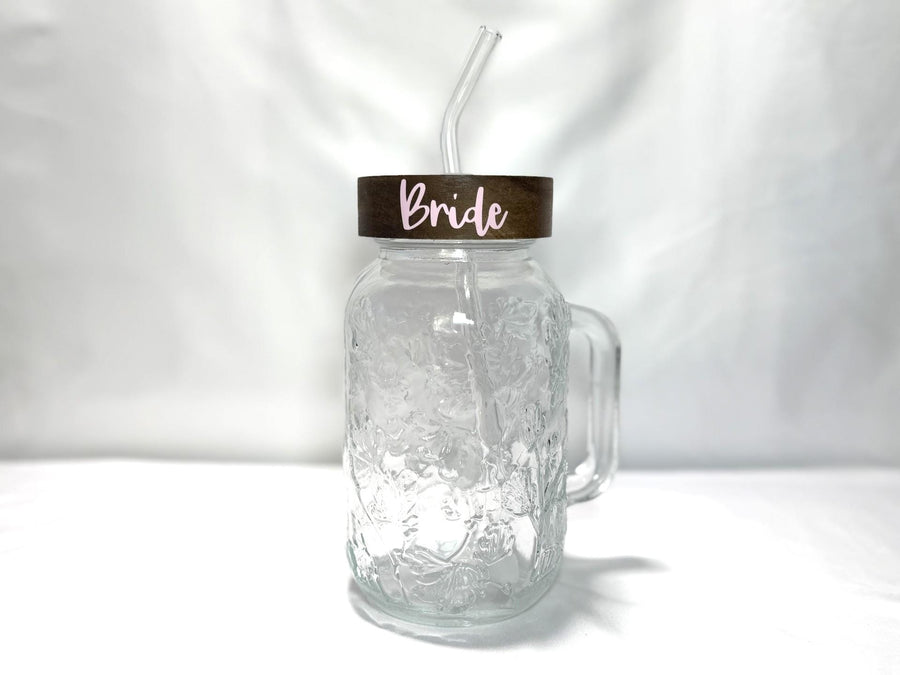 Personalized Mason Jar Tumbler | Bamboo Lid, Glass Straw, Bridal Party Gift - image 1