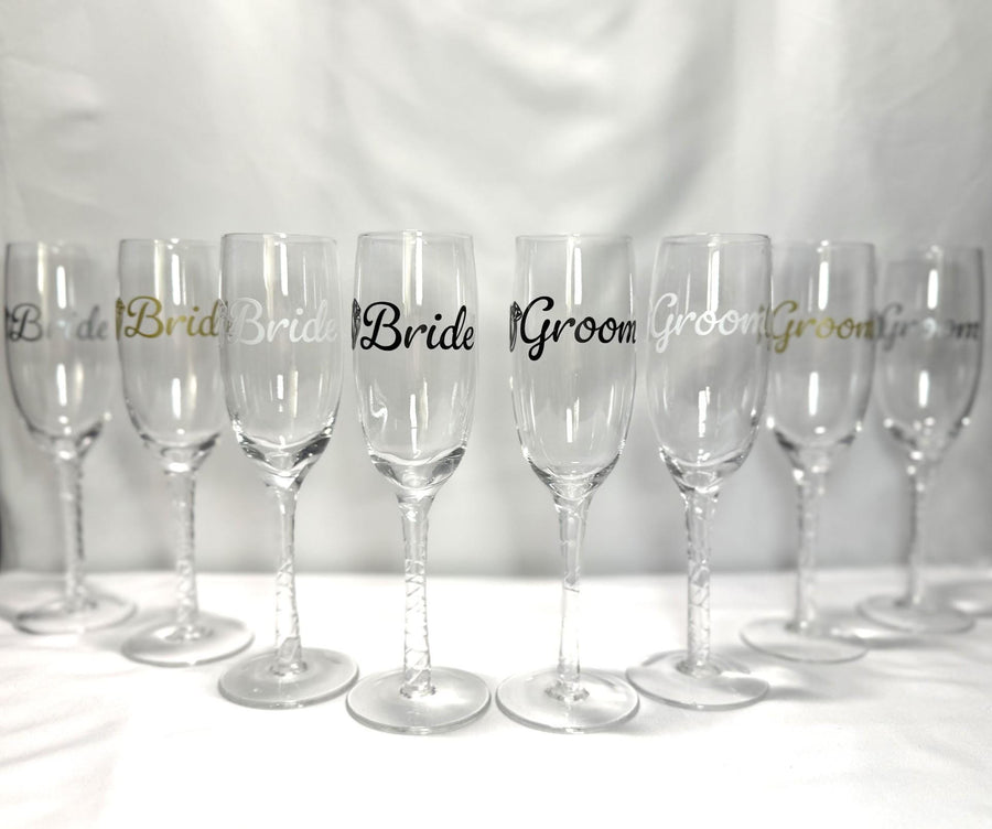Personalized Bride & Groom Champagne Flutes | Custom Wedding Toasting Glasses | Engraved Wedding Gift - image 1