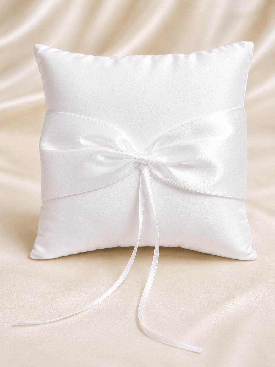 Classic White Wedding Ring Pillow | Elegant Satin Ring Bearer Cushion - image 1
