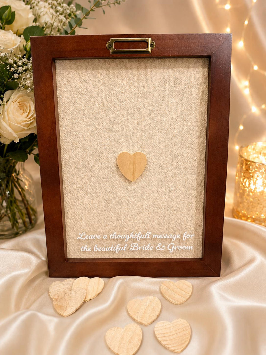 Personalized Wood Heart Wedding Guest Book Alternative, Rustic Sign-In Frame Keepsake - image 1