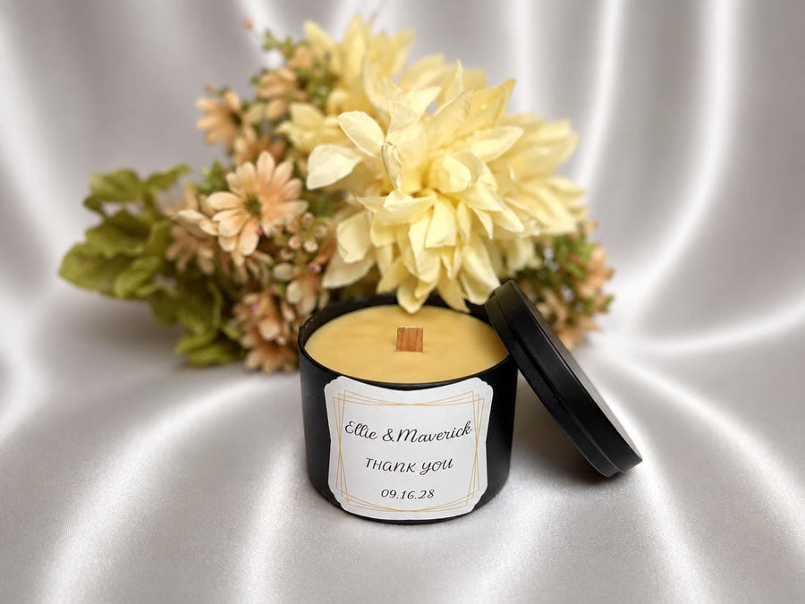 Personalized Wedding Favor Candles | Custom Thank You Guest Gifts, Matte Black Candle - image 3