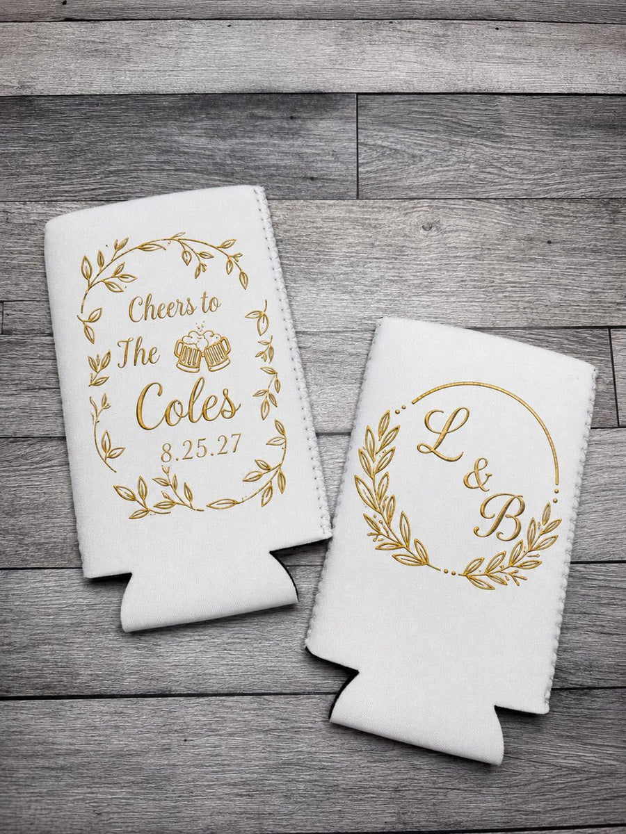 Personalized Wedding Can Cooler, Custom Koozie, Bridal Party Favor Holder
