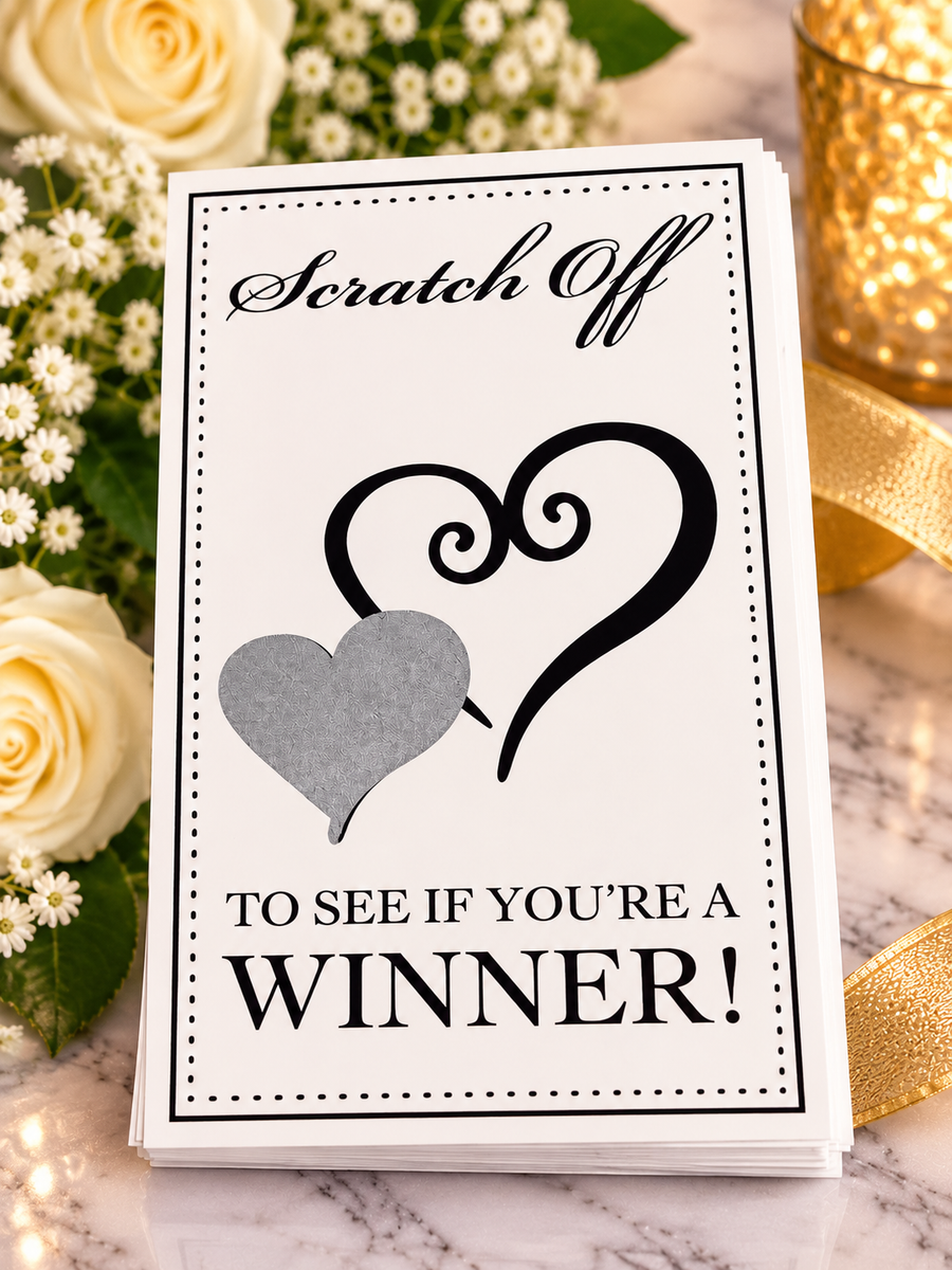 Scratch, Reveal & Celebrate! Wedding Scratch-Off Game Cards – 12 Pack, Bridal Shower & Reception Game